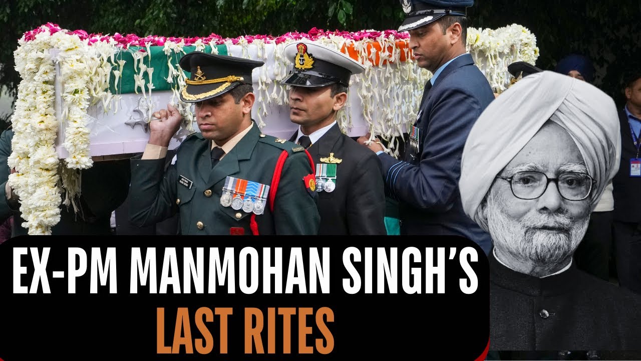 Mortal Remains Of Former Prime Minister Manmohan Singh At Nigam Bodh Ghat For Last Rites