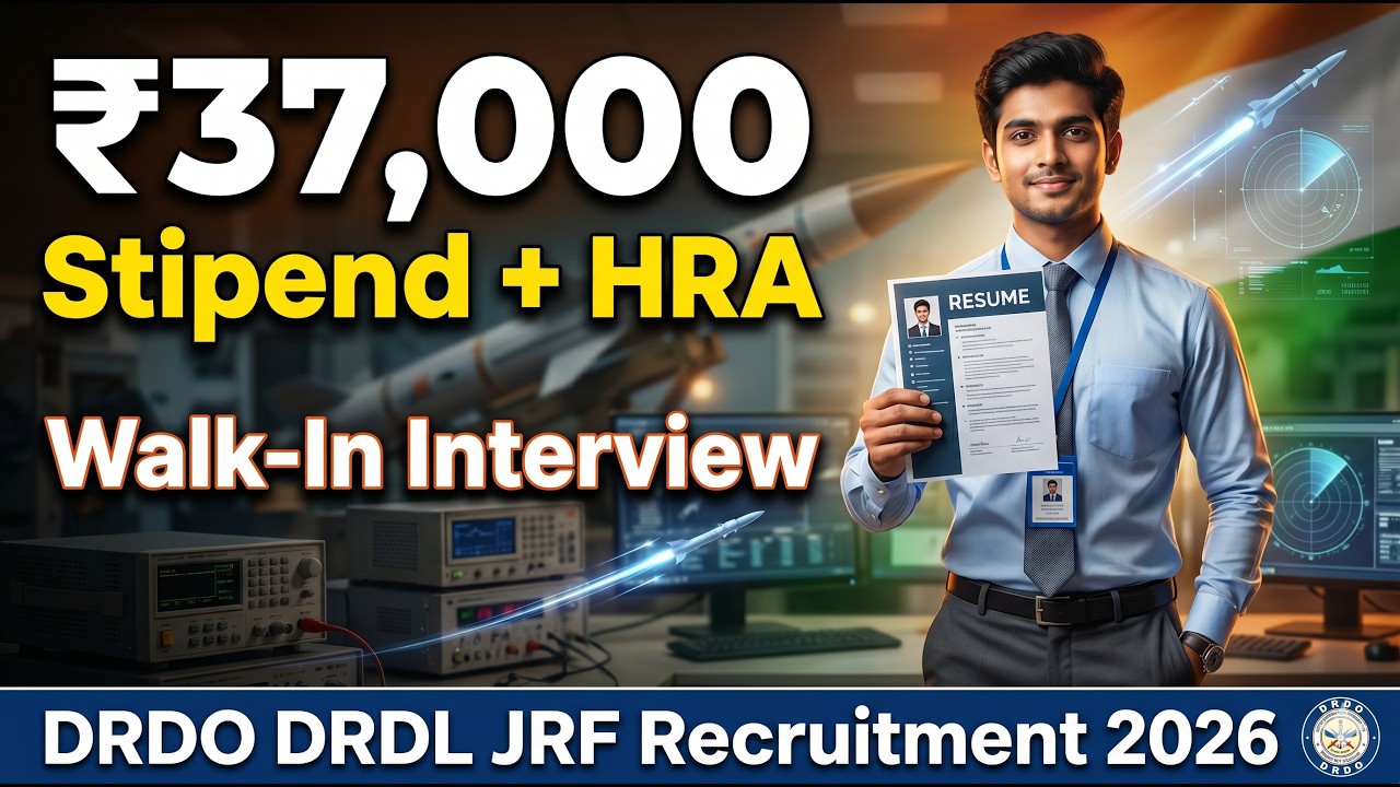 DRDO DRDL JRF 2026 🚀 | ₹37,000/Month + HRA 😳 | Walk-In Interview | No Written Exam