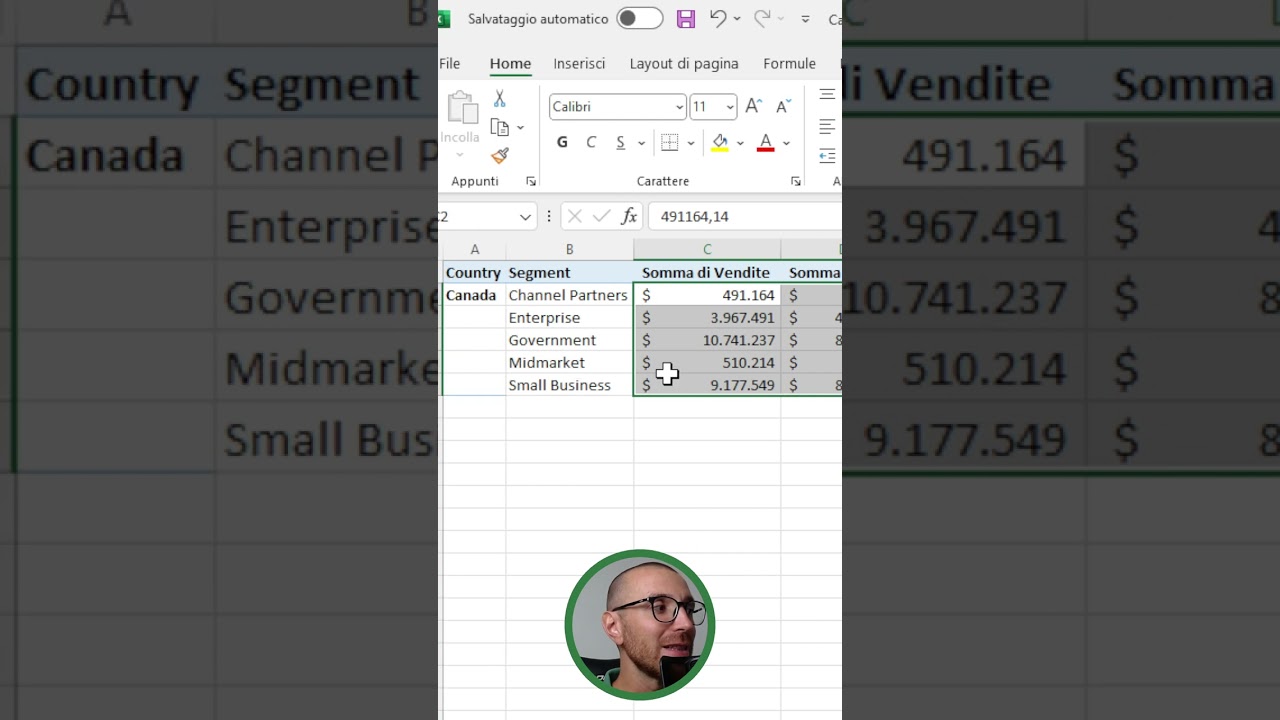 Trucchi Excel: Somma automatica con scorciatoia da tastiera