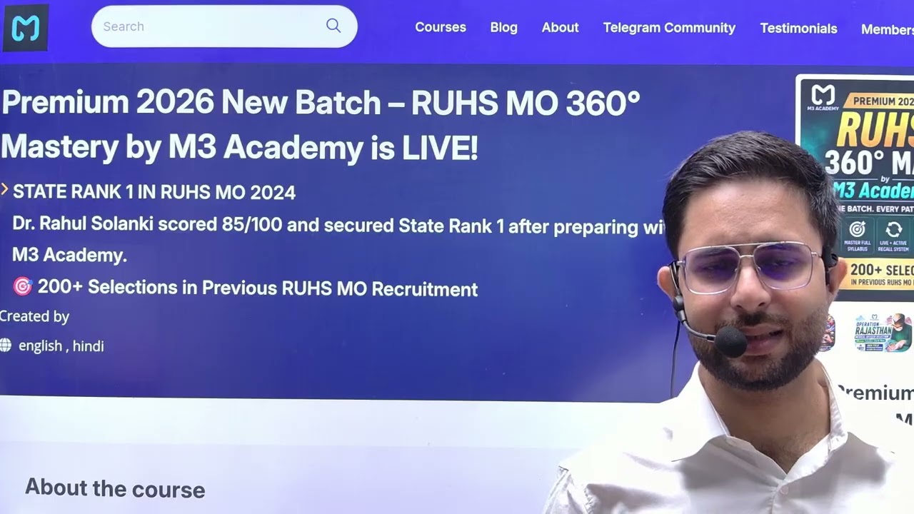 Rajasthan Medical Officer Exam RUHS MO 2026 &ndash; All-in-One Premium Package by M3 Academy