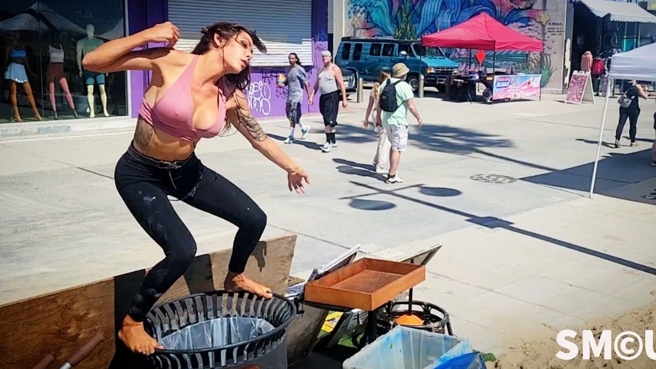 Daisy's Dumpster Dance Entertains on Venice Beach Boardwalk