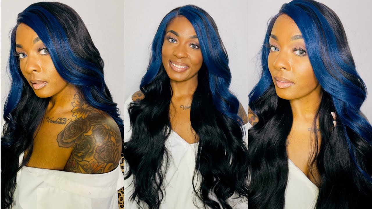 $32 Blue Hair I Love FreeTress Equal HD Lace Front Wig 5