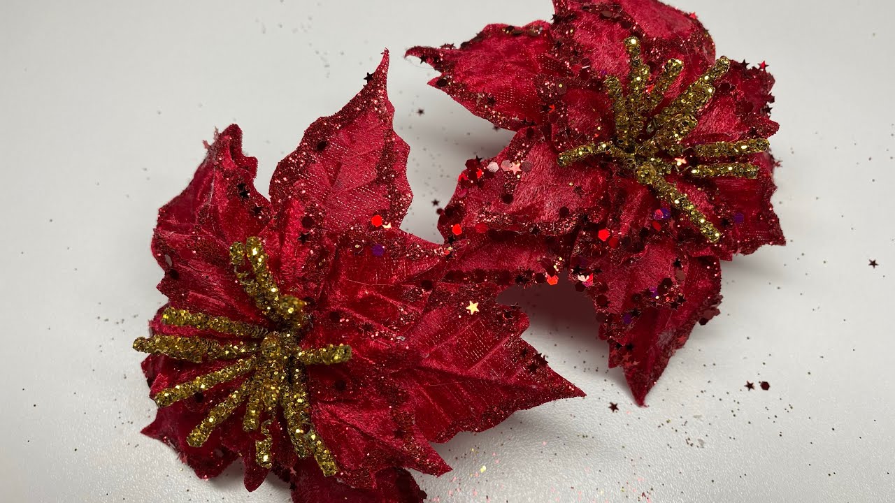 Пуансетия своими руками . Handmade Christmas ornaments.