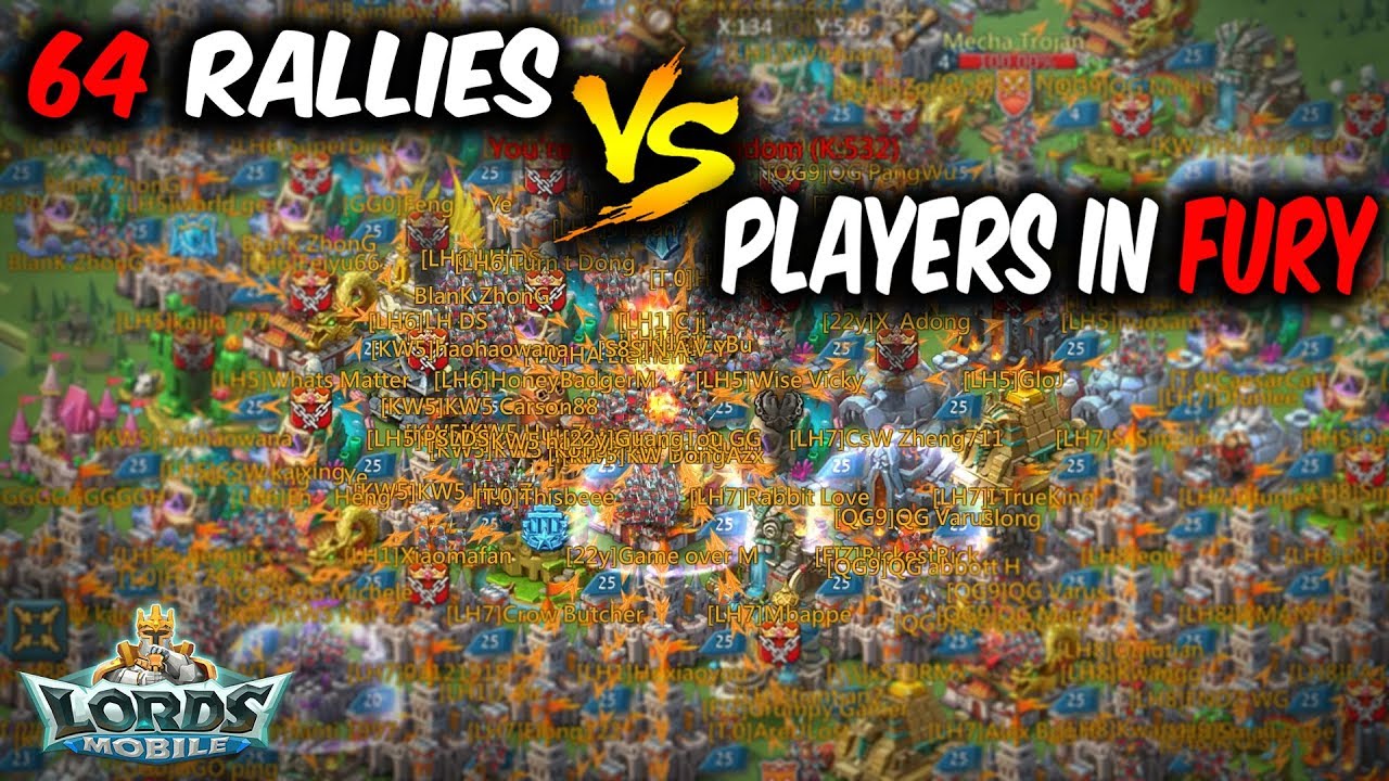 LH 64 Rallies Vs Players In Fury | WarZone - Lords Mobile