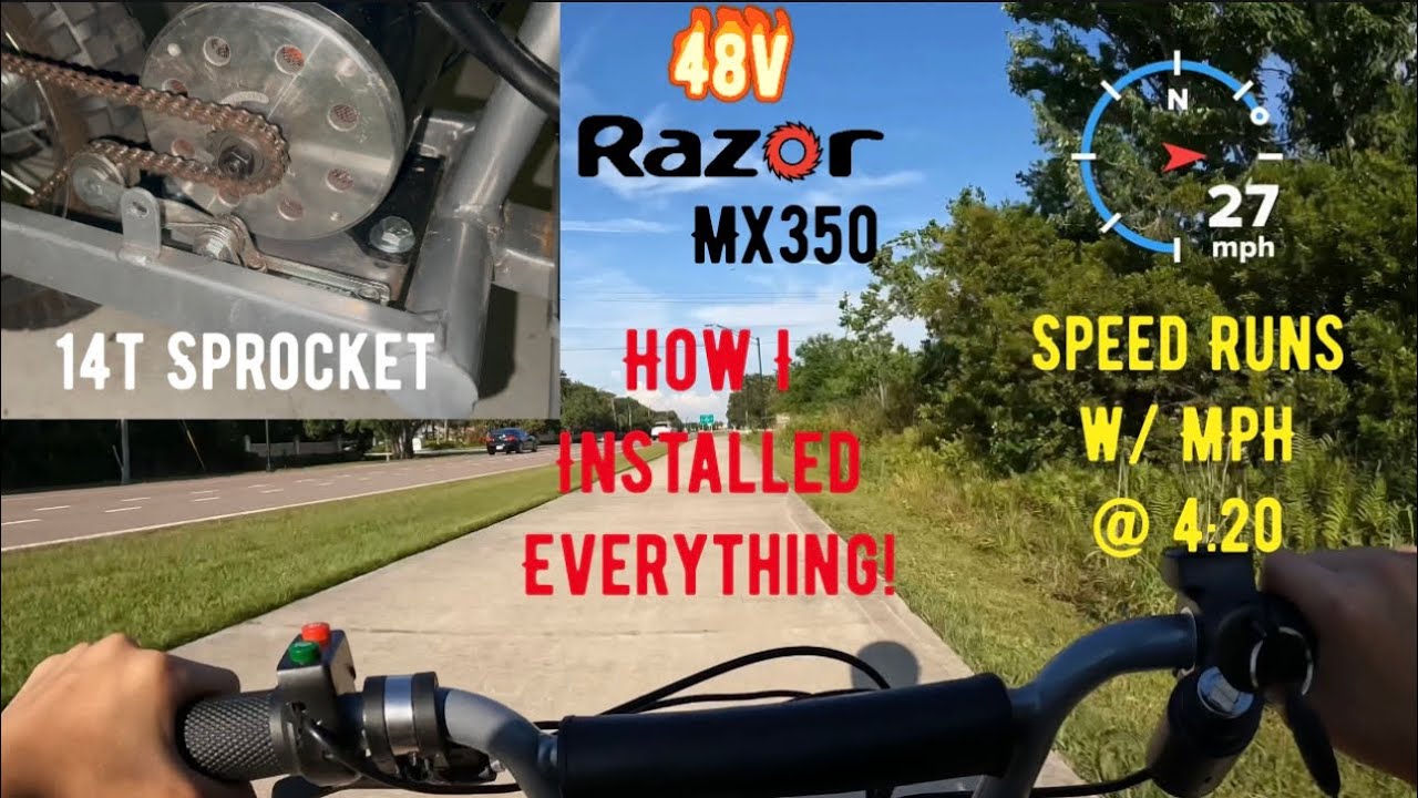48-вольтовый Razor MX350 — как я установил двигатель/контроллер/аккумулятор/звездочку 14 зубьев. ...
