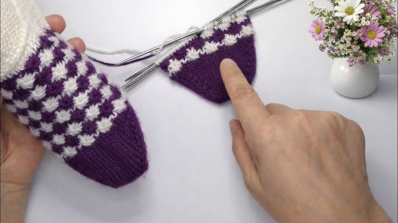 Part 1 🌼 Çok kolay beş şiş kendi tasarımım patik modeli 