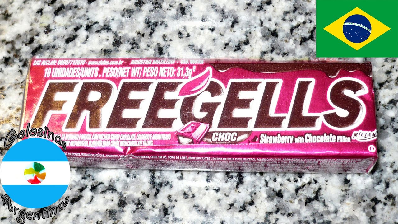 Freegells Choc Frutilla Caramelos Mentolados con Relleno sabor Chocolate (Brasil 🇧🇷)