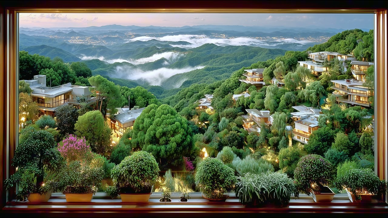 Luxury Mountain Window View screensaver 4K Cozy Nature Escape for TV Frame and Relaxation