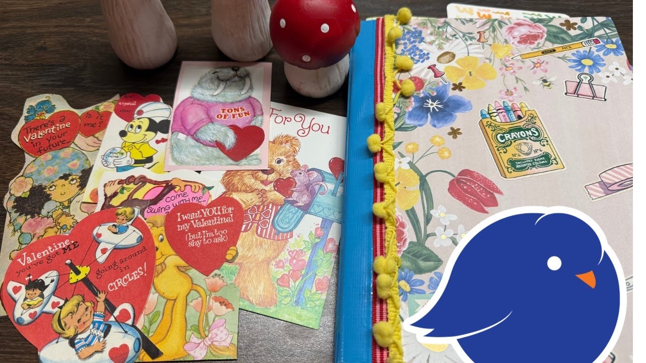 Valentine’s Day Layout with Vintage Cards and Papers - Beginner Friendly #junkjournaling
