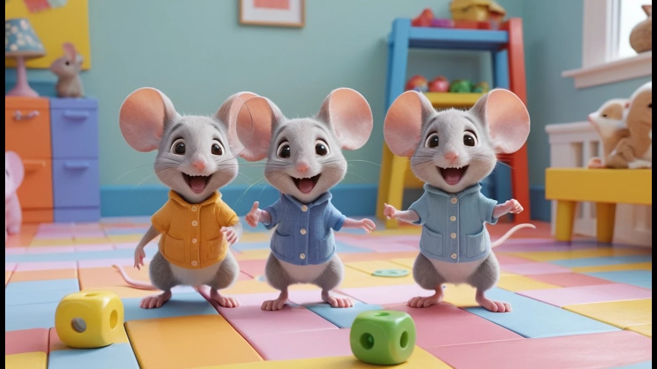 Fünf kleine Mäuse rennen, rennen, rennen | Lustiges Bewegungs- & Zähllied für Kinder