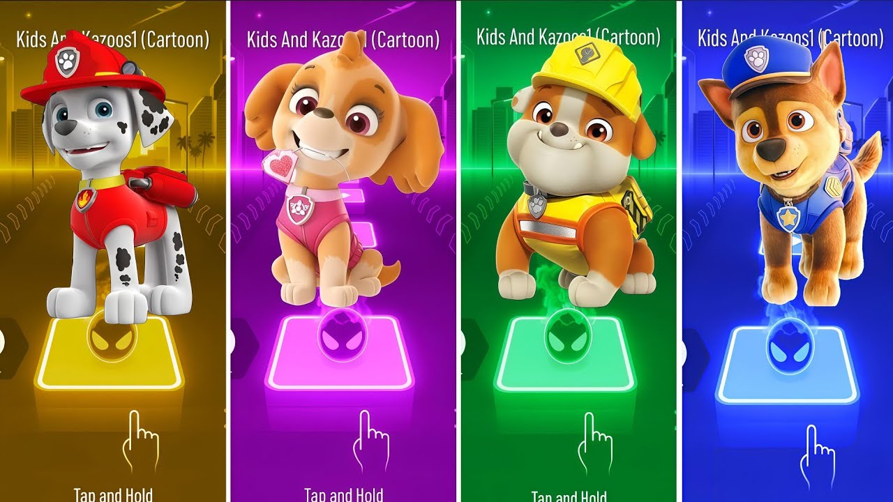 Marshall VS Rubble Paw Patrol VS Ryder Paw Patrol VS Paw Patrol - Tiles Hop EDM Rush 