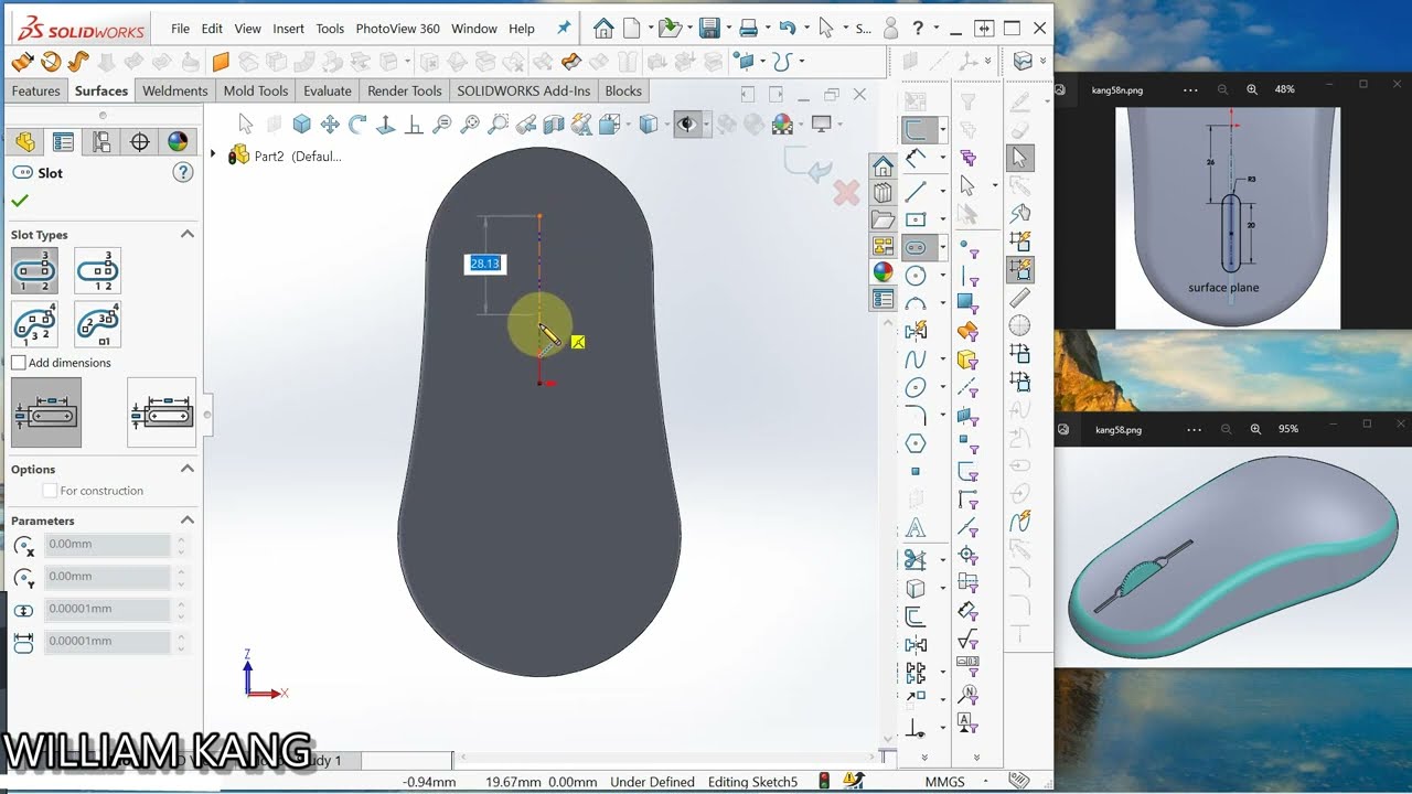 SolidWorks tutorials 58 How to surface model mouse