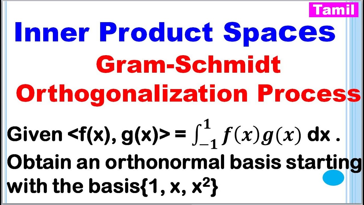 MA25C02|MA3355|Inner Product Spaces in Tamil|Gram Schmidt Orthogonalization Process Problem in Tamil