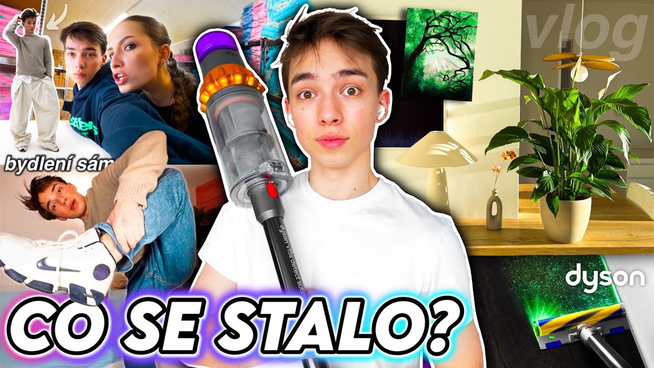VLOG: Jak&eacute; je Bydlet S&Aacute;M v 19?! Dyson V15, Korean Skincare, Dekorov&aacute;n&iacute;, OBŘ&Iacute; HAUL, Balen&iacute; a Ukl&iacute;zen&iacute;