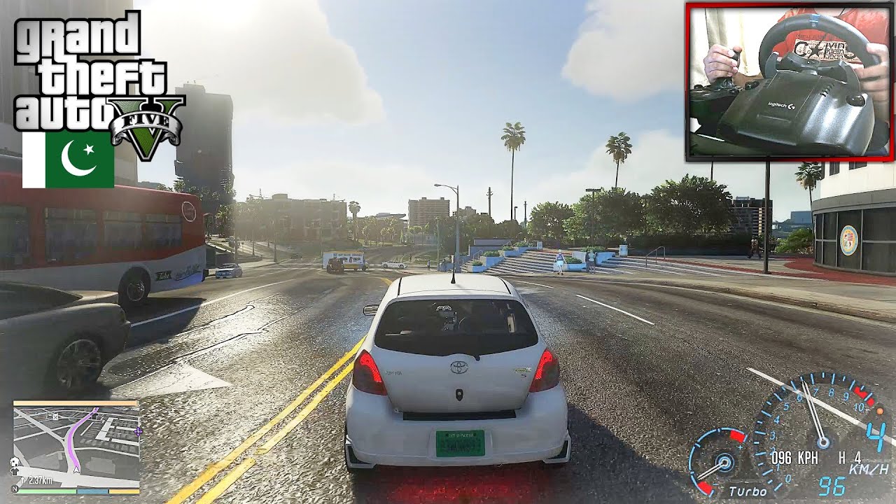 GTA V Real Life Mods - 'TOYOTA VITZ TURBO' Test Drive | Logitech G29 Steering | GTA 5 Pakistan