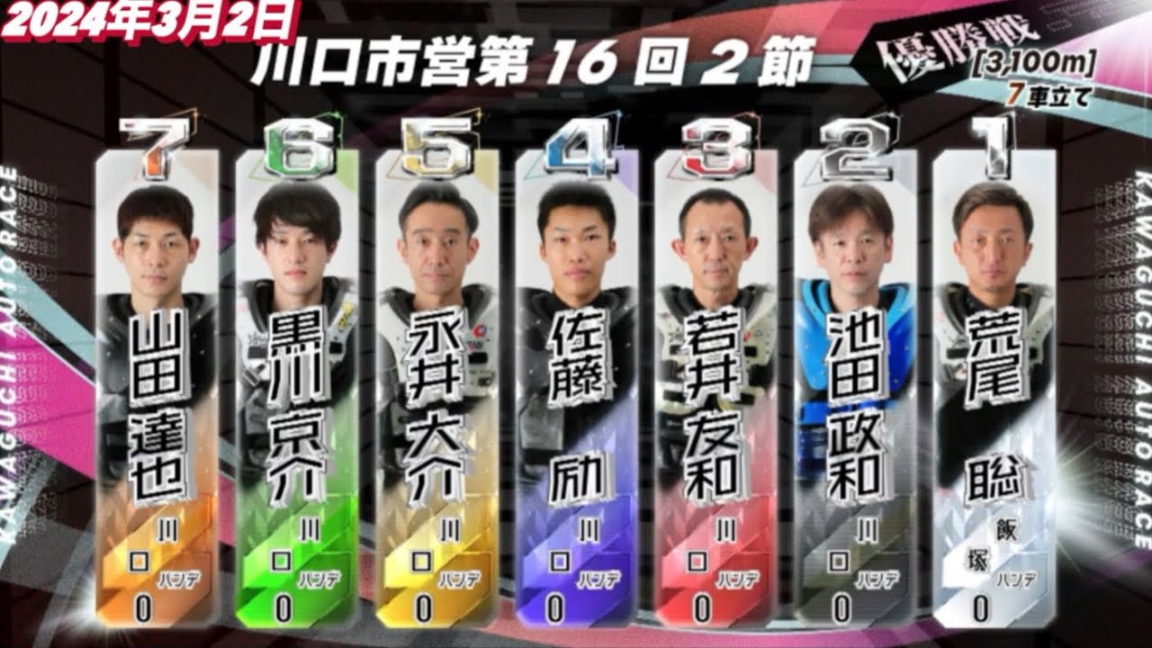 2024年3月2日【12R優勝戦】【豪華メンバー】川口市営第16回2節最終日【表彰式有】【永井大介•荒尾聡•若井友和•佐藤励】