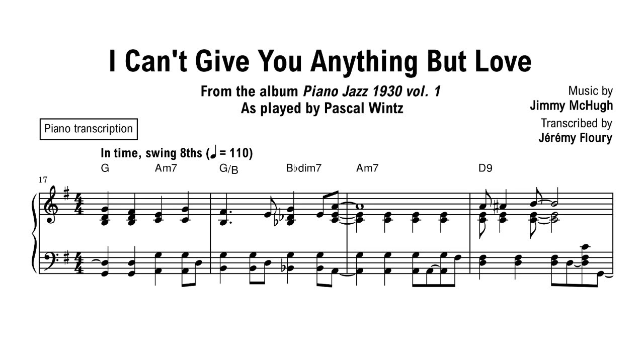 Pascal Wintz - I Can't Give You Anything But Love - Piano transcription