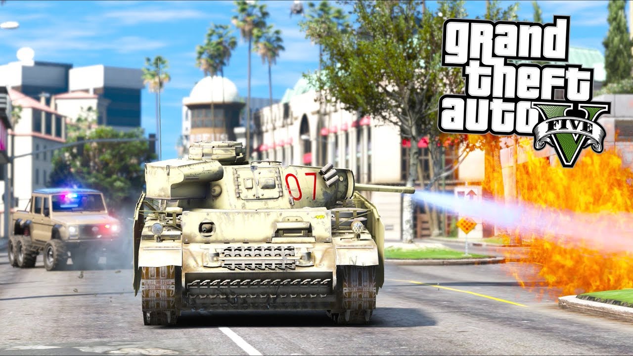 Flamethrower Tank Hijacking in GTA 5!!