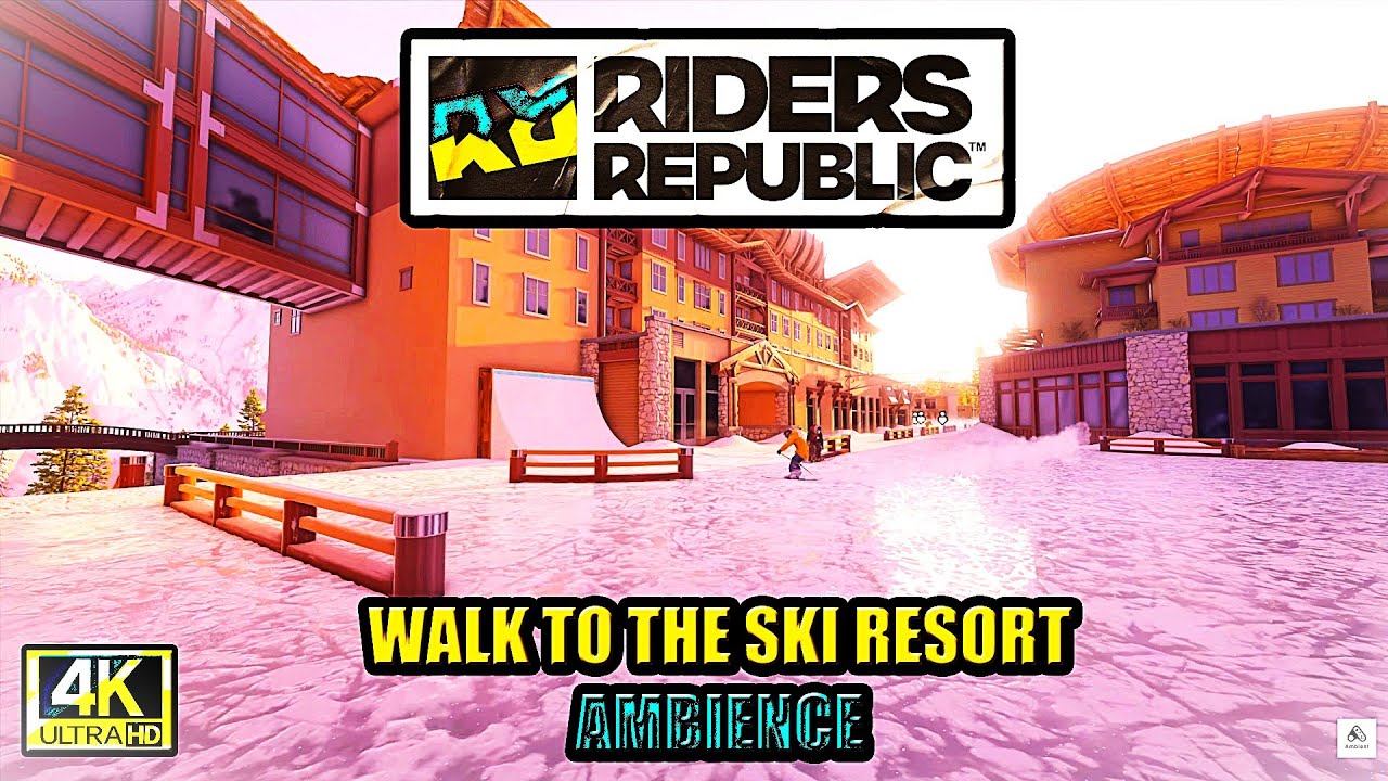 ASMR Snow Walk to the Ski Resort ❄️👣 | Riders Republic (No Talking)