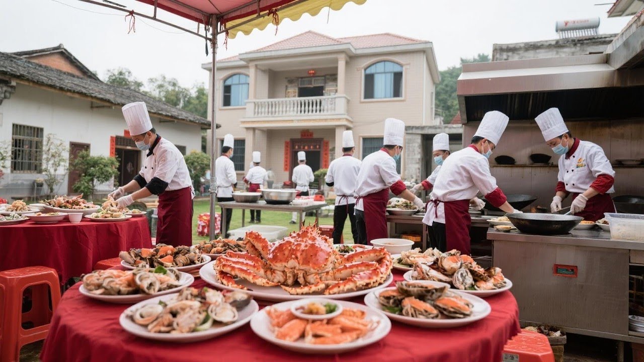 随200来福州农村参加传统婚礼，5000元一桌，帝王蟹、海参、琵琶虾应有尽有！【我是忐忑妞】