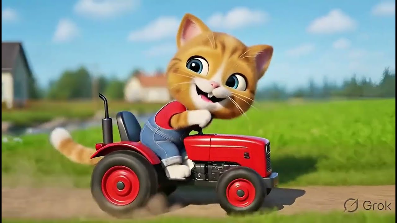 cat 😺! Mini Tractor Concrete Bridge for Quiet Farm River Crossing #cutecat 