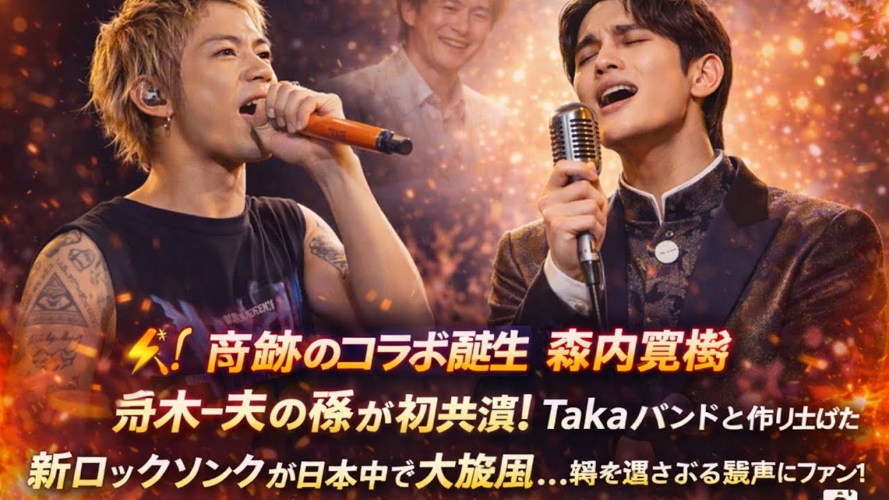 🔥🎤【奇跡のコラボ誕生】森内寛樹 × 舟木一夫の孫が初共演！Takaバンドと作り上げた新ロックソングが日本中で大旋風…魂を揺さぶる歌声にファン熱狂！⚡🇯🇵