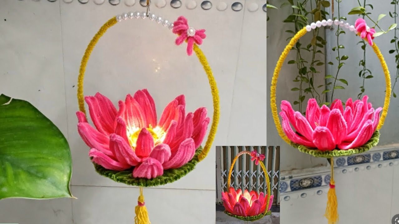 Cách làm lồng đèn hoa sen bằng kẽm Nhung ,How to make lotus lamp -ý tưởng su su