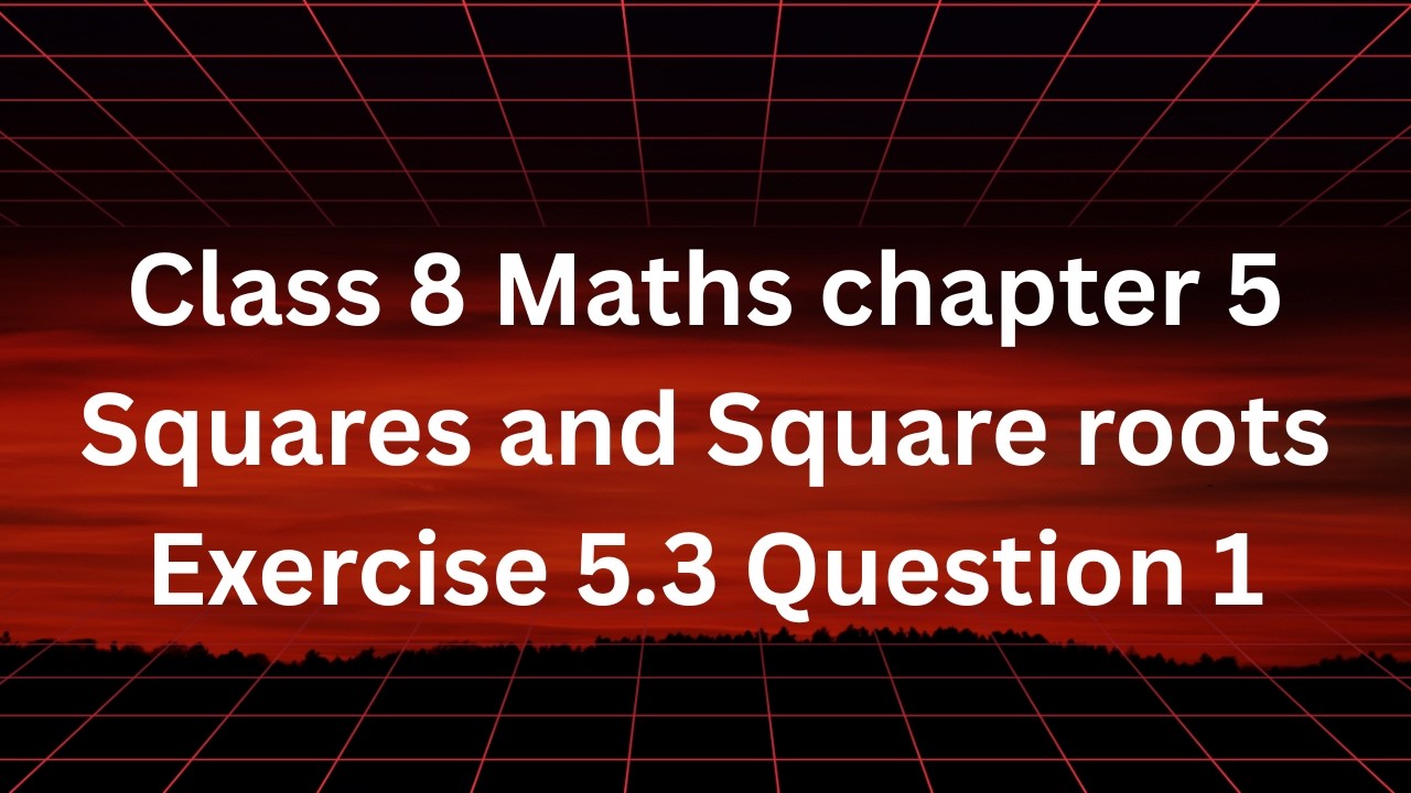 Class 8 Maths Chapter 5 Squares and Square Roots | Exercise 5.3 Question 1