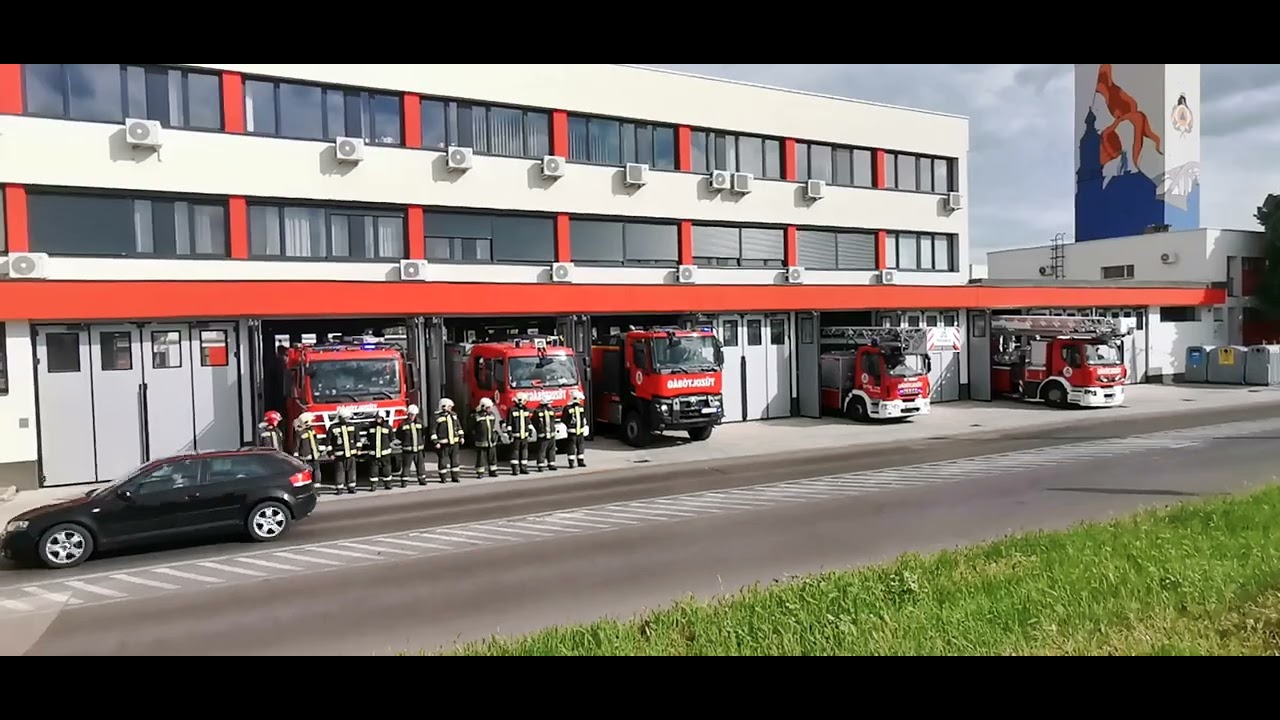 Tűzoltó esküvői szirénás köszöntés, vonulás Győrben. 🚒💎✨🎈 ( 2025 05. 17. )