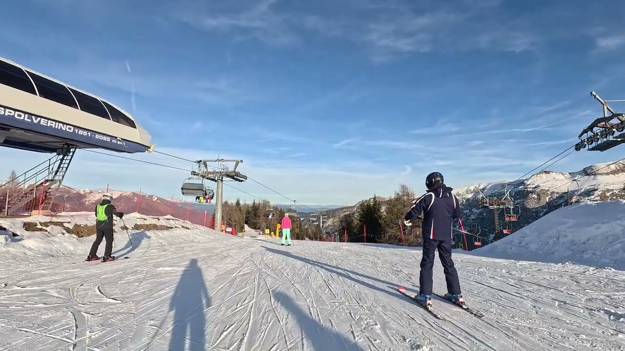 Folgarida - Marilleva w Val di Sole: trasa 4-czerwona, 6-niebieska, 2-niebieska i zjazd pod hotel