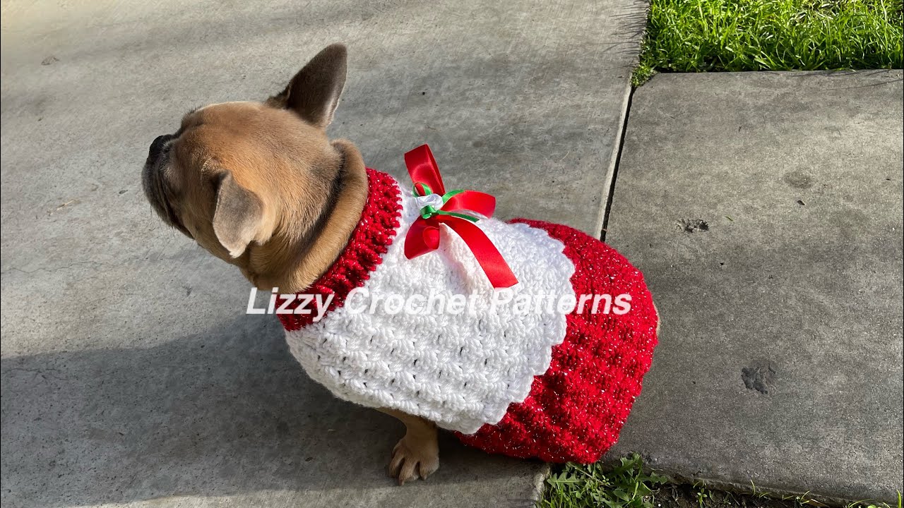How to Crochet a Christmas Dog Dress EASY step by step/Crochet Dog Sweater  all sizes