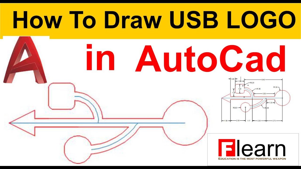 How To Draw USB LOGO in AUTOCAD  Object Drawing