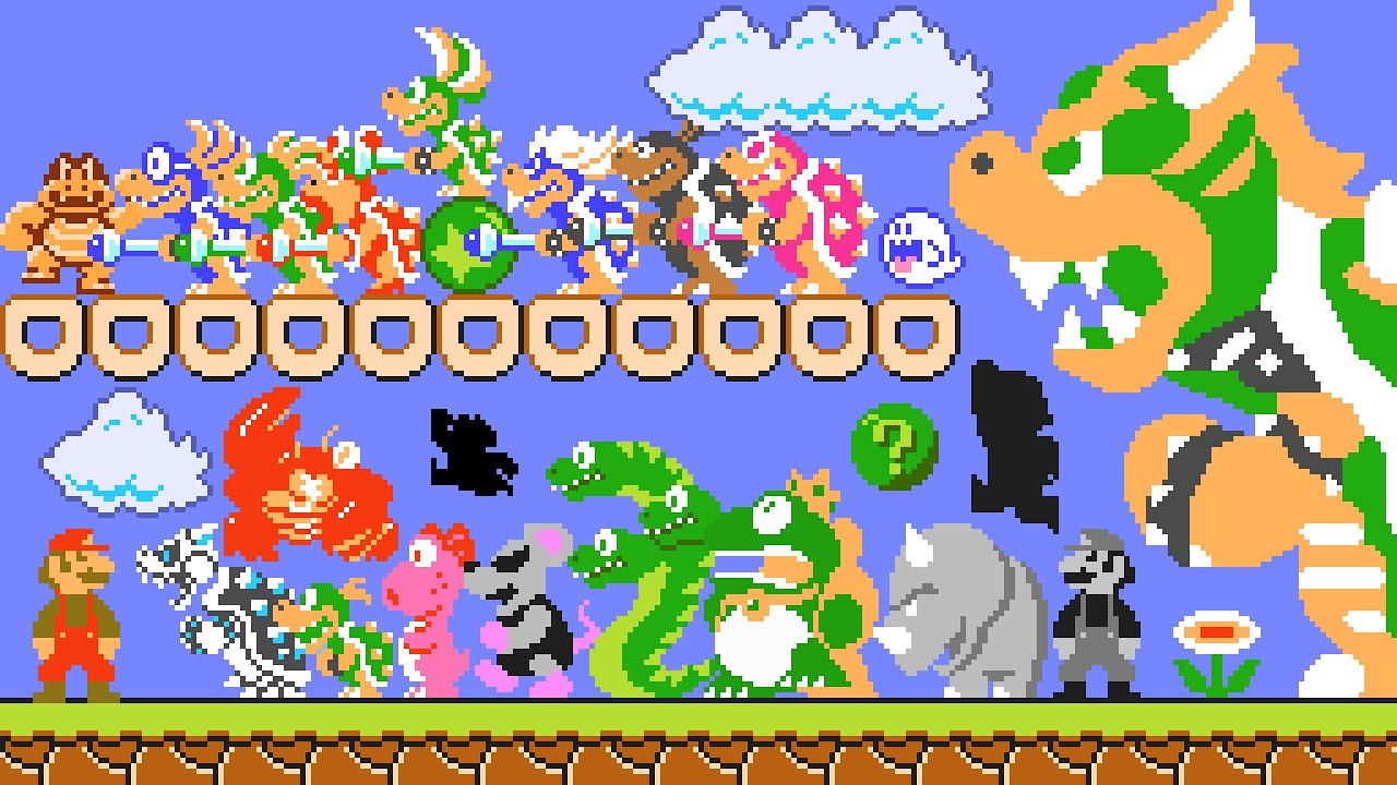 Super Mario Bros. 1 - All New Bosses (SM4J). ᴴᴰ