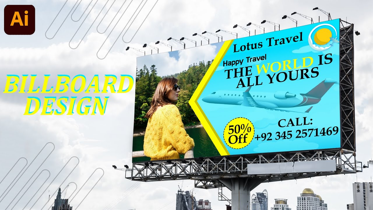 From Concept to Creation: Billboard Design for Travel Agencies on Illustrator #tutorial #illustrator