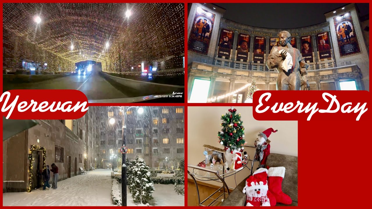 31.12.25, We. Իսկական Նոր Տարվա ձյուն!... Խանութներով, Ազնավուրի հ., Երազ թաղամաս, ձյուն, ձյուն :