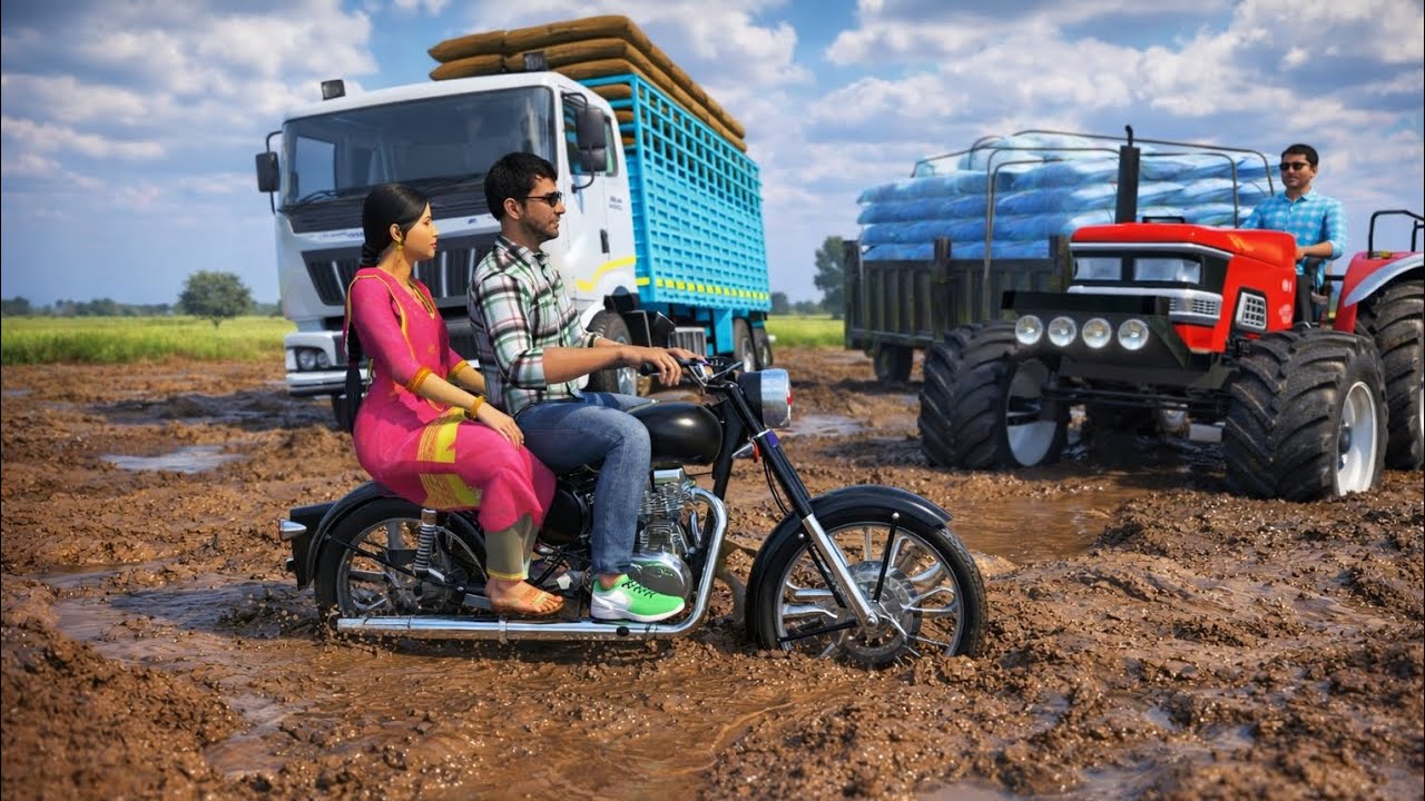 Modern Tractor, Truck 🚒 and Bullet Bike Driving offroading game simulator video 🔥🔥🔥💪💪💪#carsgame19 