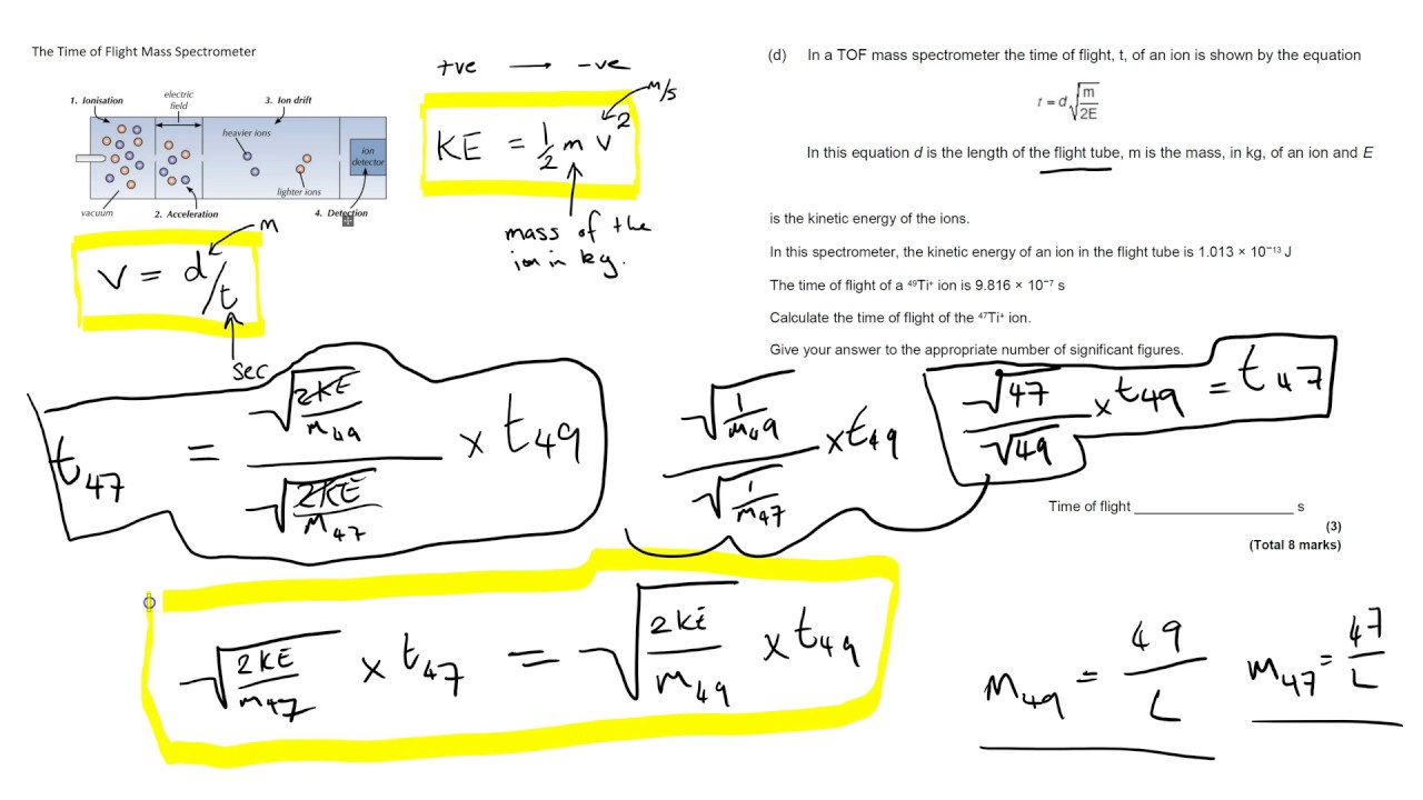 Time of Flight Mass Spec - Tackling Maths Questions