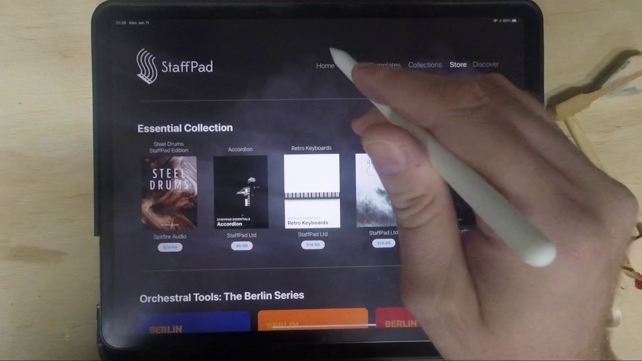 The inbuilt drum sounds of staffpad