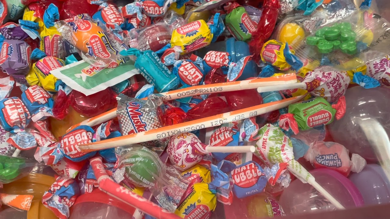 Winning candy from the claw machine