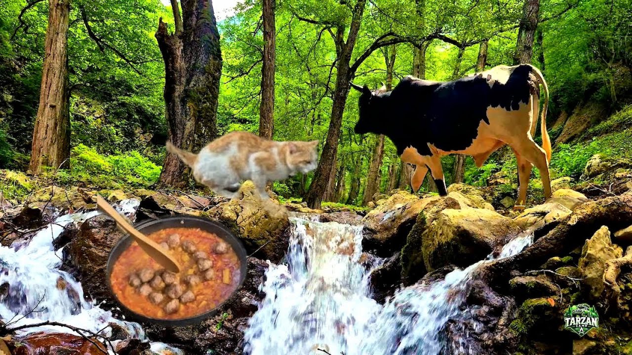 Why Did This Cow Stop at Our River Cooking? 🐄🔥