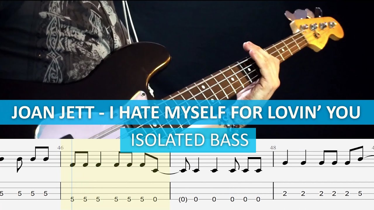 [isolated bass] Joan Jett and the Blackhearts - I Hate myself for loving you / bass cover / with TAB