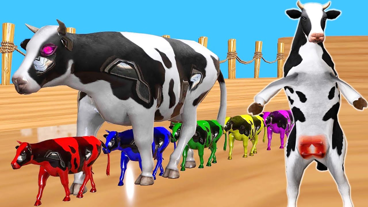 Funny Cow Dance Video - Cow Cartoon & Cow Songs 2023 Cat Colorful, Dog, Sheep, Goat, Horse