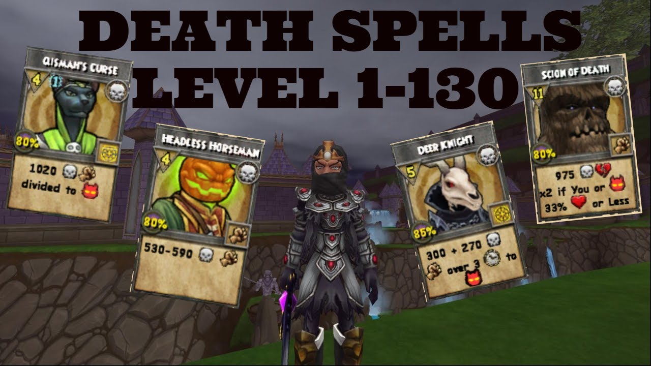 Wizard101: All Death Spells Level 1-130 (2020)