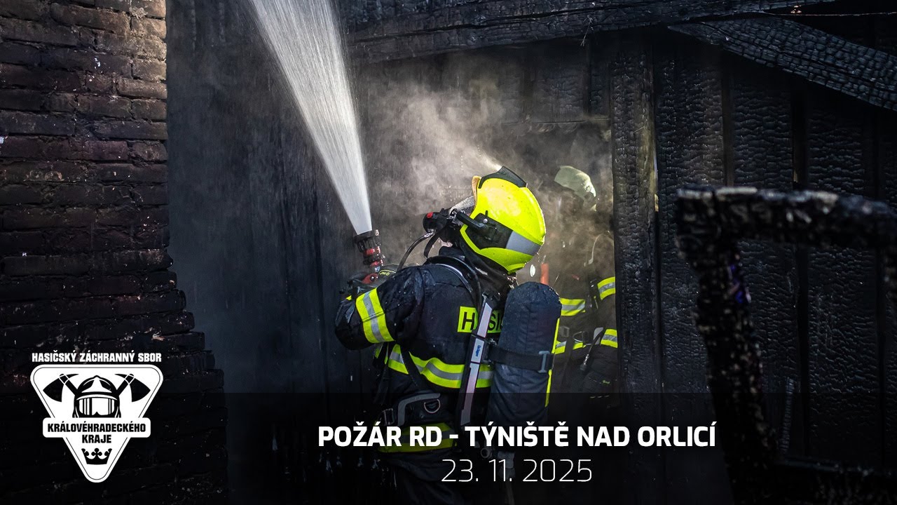 23. 11. 2025 - Požár rodinného domu Týniště nad Orlicí