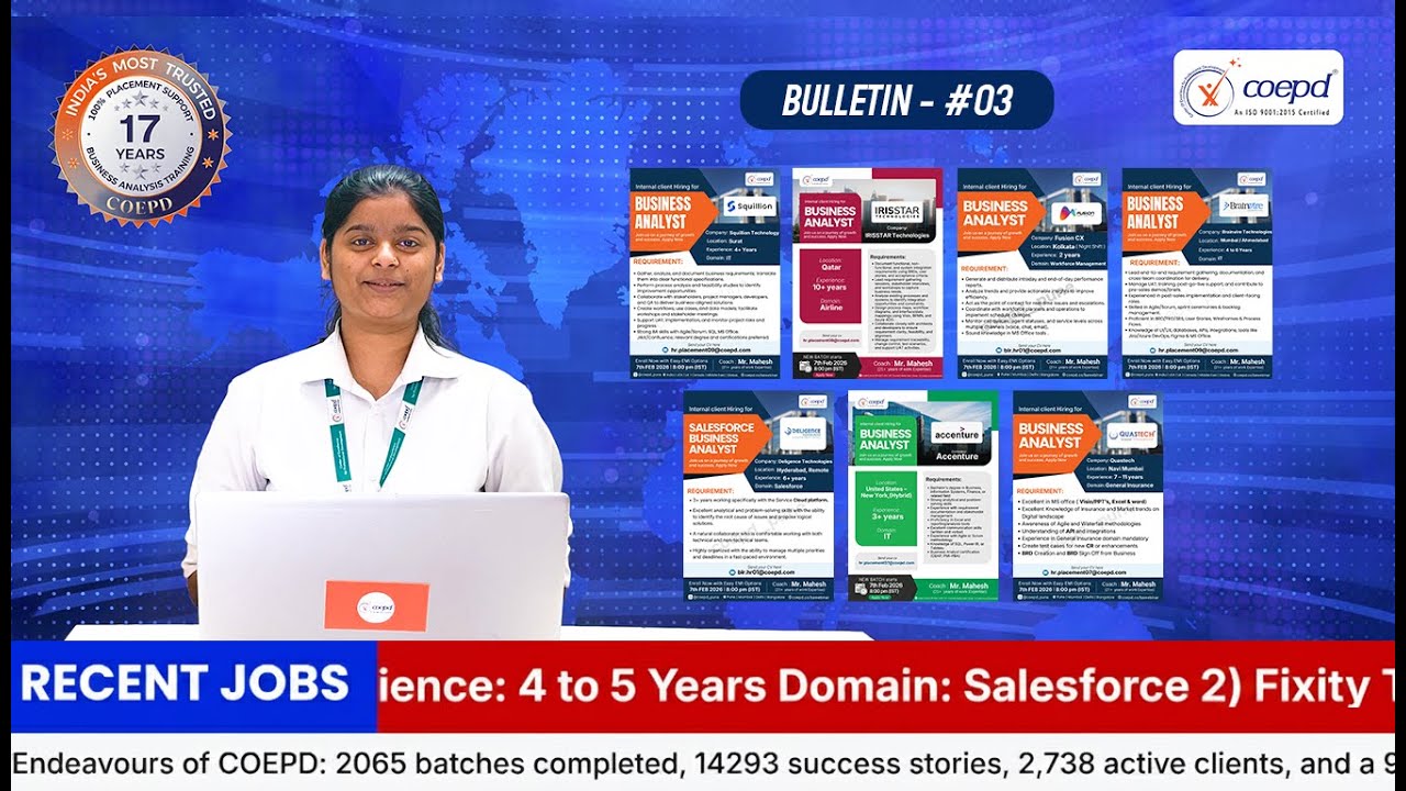 COEPD Job Bulletin #03 | Business Analyst & Salesforce Openings | PAN India
