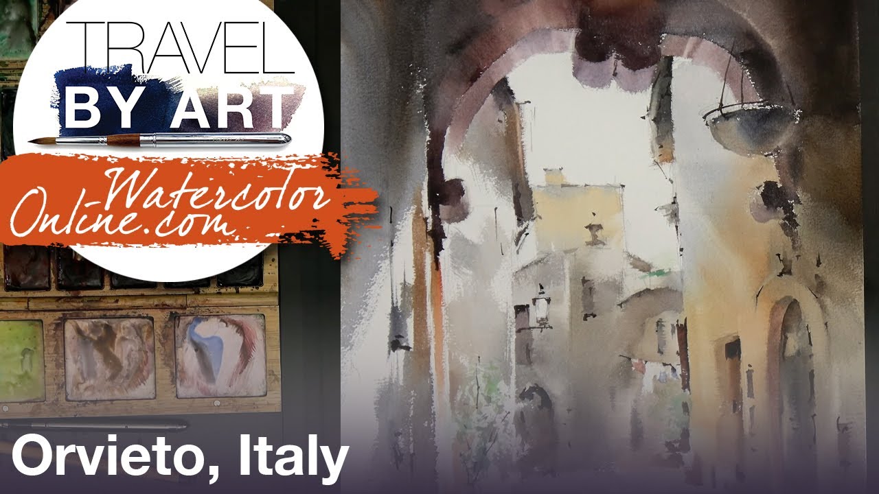 #155 Travel By Art, Ep. 30: A Quiet Street in Orvieto, Italy (Watercolor Cityscape Tutorial)