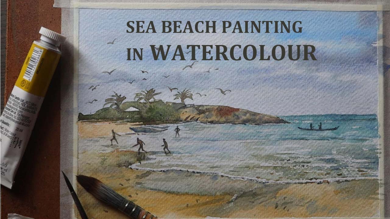 Quick Watercolour painting of Sea beach | Loose watercolor | Kovalam