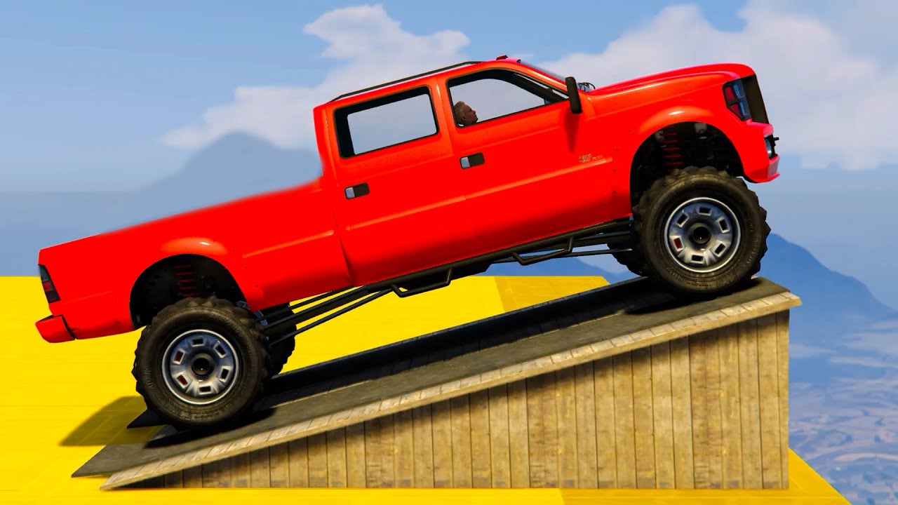 Trucks Cliff Drops #3 - GTA V Cars & Mods