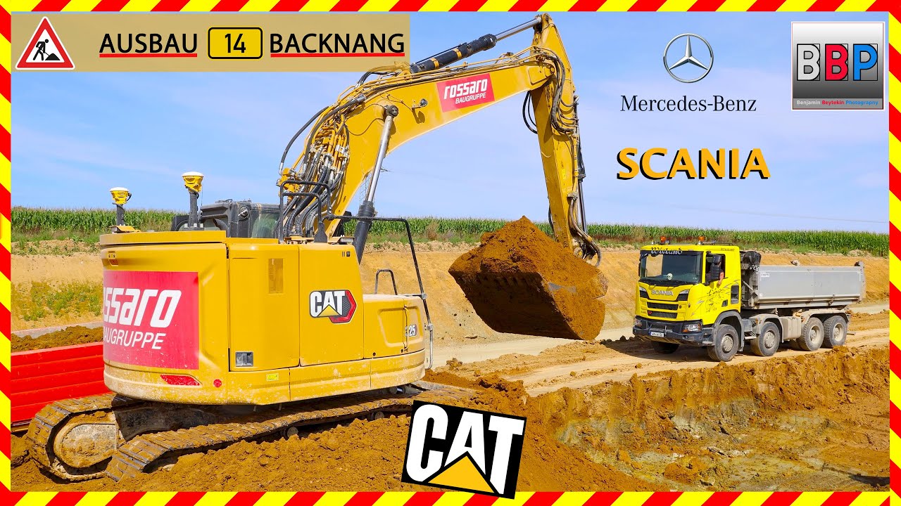CAT 325 & MAN, Scania, Mercedes,... Trucks, B 14 Backnang, 2024. #7  #caterpillar #excavator