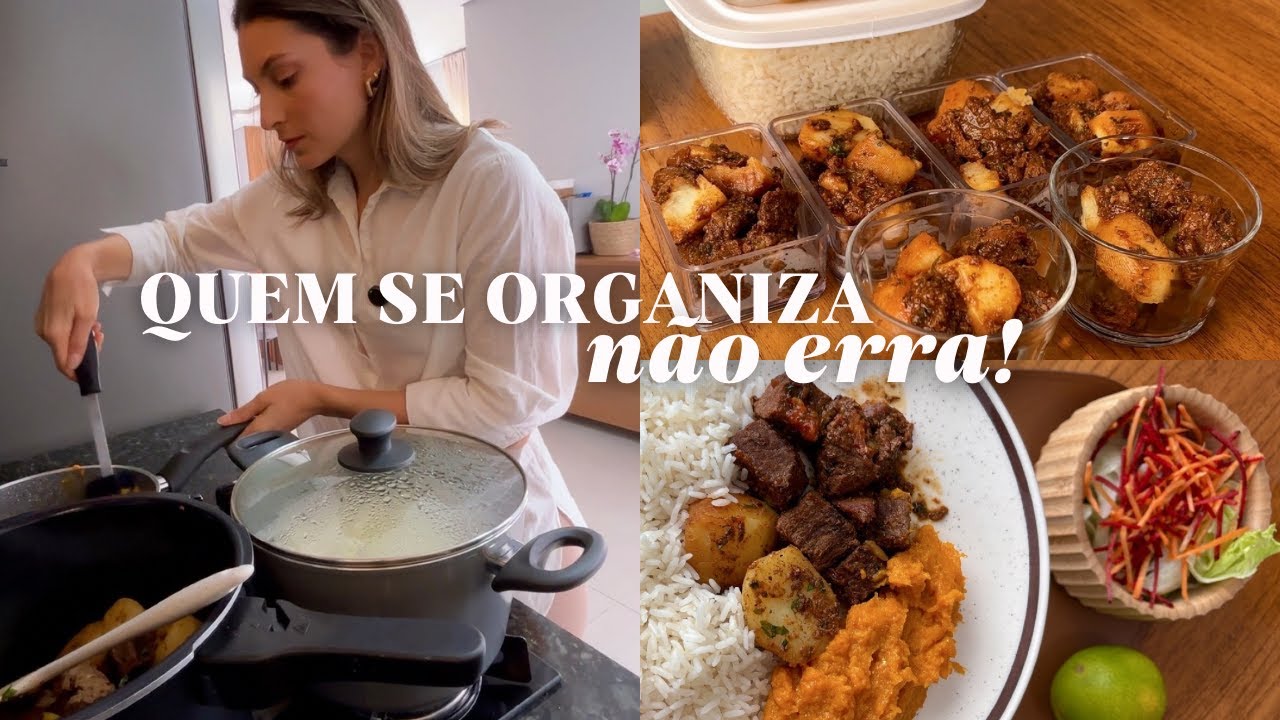 COMIDA SAUDÁVEL DA SEMANA | receita de carne de panela e purê de abóbora | como eu organizo | dicas
